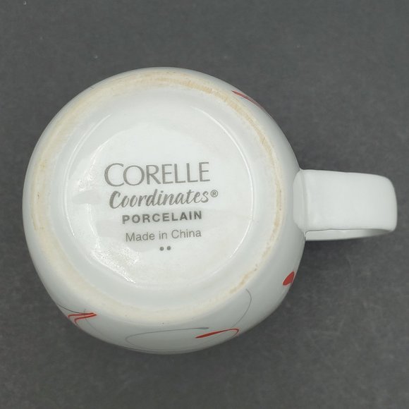 Corelle Splendor Mugs White Porcelain Mugs With Red Gray Swirls - Picture 8 of 8